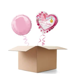 NEU Ballongrüße Pink Alles Liebe zur Geburt, 2 Ballons