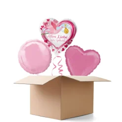 NEU Ballongrüße Pink Alles Liebe zur Geburt, 3 Ballons