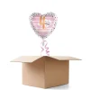 NEU Ballongrüße Pink Hearts Hip Hip Hurra 4. Geburtstag, 1 Ballon