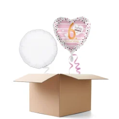 NEU Ballongrüße Pink Hearts Hip Hip Hurra 6. Geburtstag, 2 Ballons