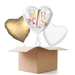 NEU Ballongrüße Sektglas Mrs., 3 Ballons