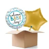 NEU Ballongrüße Welcome Baby Boy Stripes, blau, 35cm, 2 Ballons