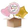 NEU Ballongrüße Welcome Baby Girl Stripes, rosa, 35cm, 3 Ballons