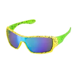 NEU Brille 80er-Jahre, neon-gelb mit verspiegelten Gläsern