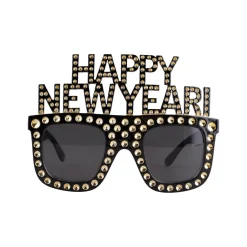 NEU Brille Happy New Year mit Schmucksteinen, schwarz
