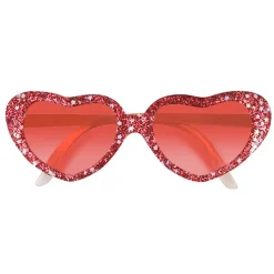NEU Brille Herzform, mit Glitzer, rot