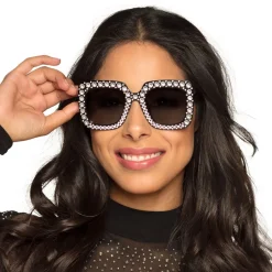 NEU Brille Party schwarz, mit Schmucksteinen