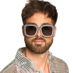 NEU Brille Party schwarz, mit Schmucksteinen