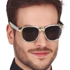 NEU Brille silber mit dunklen Gläsern, Kunststoff
