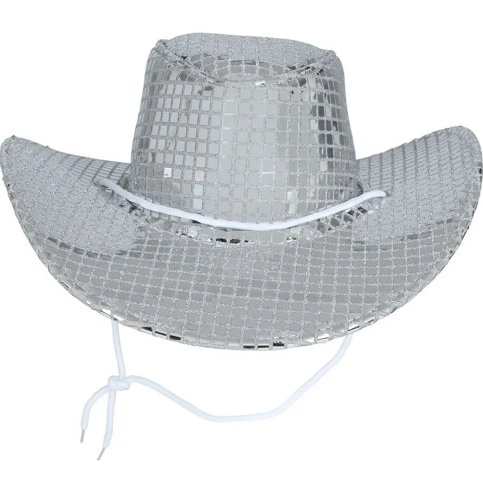 NEU Cowboyhut Disco, metallic-silber