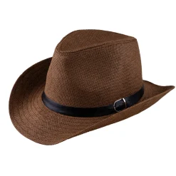 NEU Cowboy-Hut mit Band und gebogener Krempe, braun