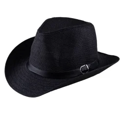 NEU Cowboy-Hut mit Band und gebogener Krempe, schwarz