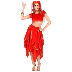NEU Damen-Chiffon-Rock Bauchtänzerin, mehrlagig, rot, Einheitsgröße