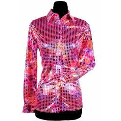 NEU Damen-Kostüm Bluse Disco, pink, Größe: XS