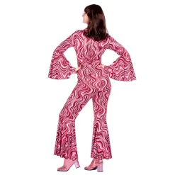 NEU Damen-Kostüm 70er-Jahre Catsuit mit Gürtel, pink, Gr. 36