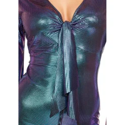 NEU Damen-Kostüm 70er-Jahre Catsuit lila/blau, mit Stirnband, Gr. 36