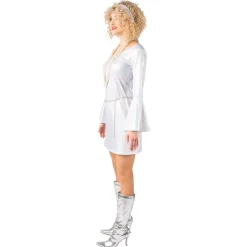 NEU Damen-Kostüm 70er-Jahre Space Kleid, mit Trompeten-Ärmeln, Größe 36-38