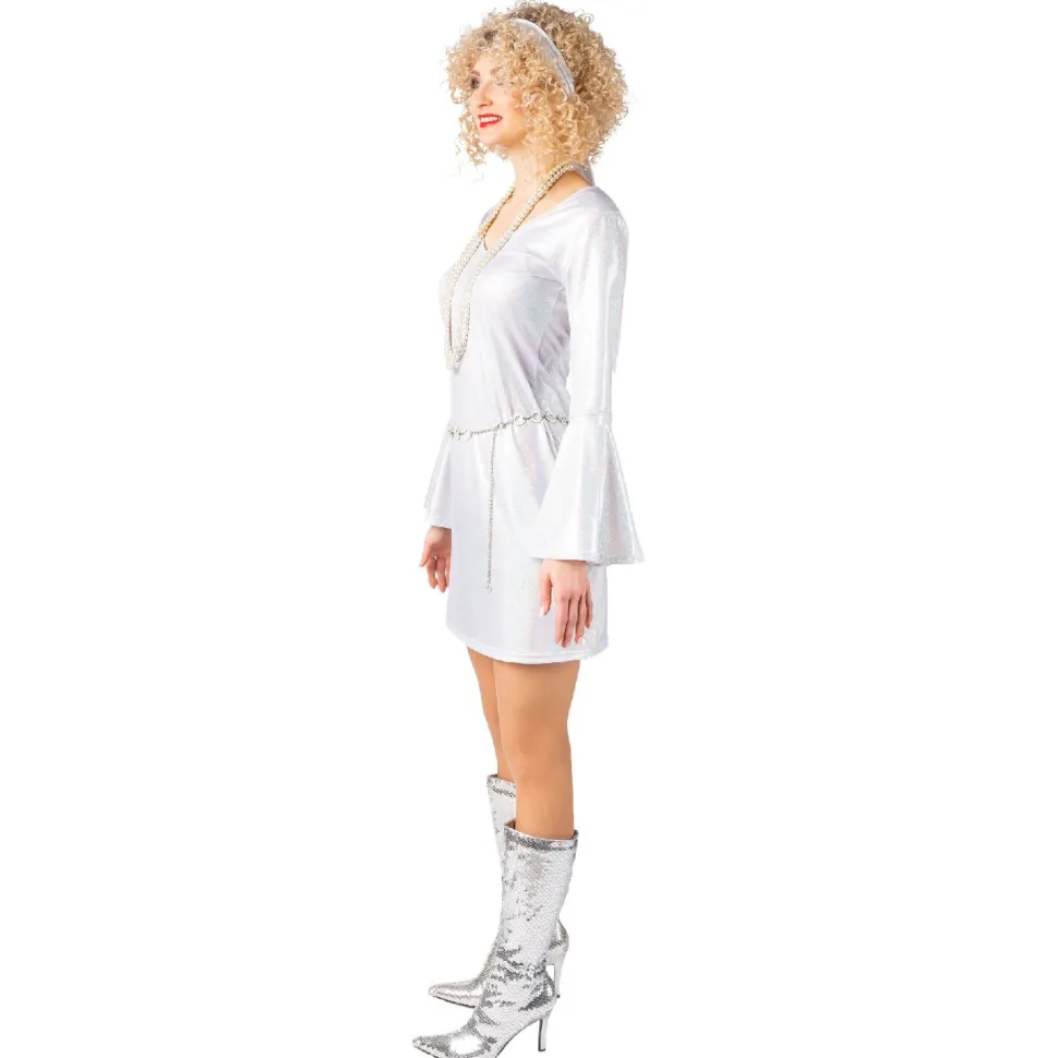 NEU Damen-Kostüm 70er-Jahre Space Kleid, mit Trompeten-Ärmeln, Größe 36-38
