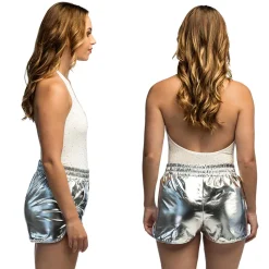 NEU Damen-Kostüm Hotpants metallic, silber, Einheitsgröße M