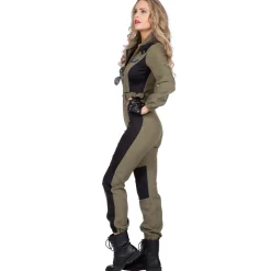 NEU Damen-Kostüm Jet-Pilotin, Overall, olivgrün, Gr. 34