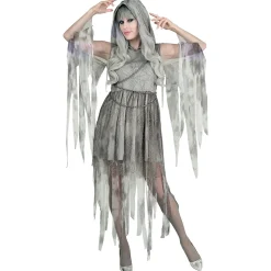 NEU Damen-Kostüm Ketten-Geist, Kleid mit Kapuze, inkl. Kette, Gr. XS