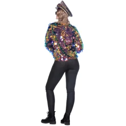 NEU Damen-Kostüm Pailletten-Jacke kurz blau/gold, Einheitsgröße
