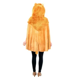 NEU Damen-Kostüm Plüsch-Cape Löwe, mit Pelz-Kapuze und Schwanz, Einheitsgröße