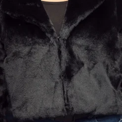 NEU Damen-Kostüm Plüsch-Jacke kurz, schwarz, mit Taschen, Gr. M-L