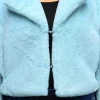 NEU Damen-Kostüm Plüsch-Jacke kurz, hellblau, mit Taschen, Gr. M-L