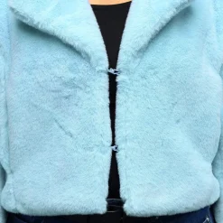 NEU Damen-Kostüm Plüsch-Jacke kurz, hellblau, mit Taschen, Gr. M-L