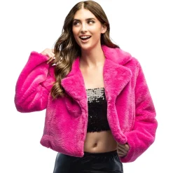 NEU Damen-Kostüm Plüsch-Jacke kurz, pink, mit Taschen, Gr. M-L