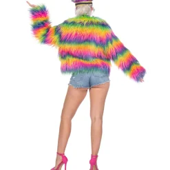 NEU Damen-Kostüm Plüsch-Jacke Rainbow, bunt, Gr. 36-38