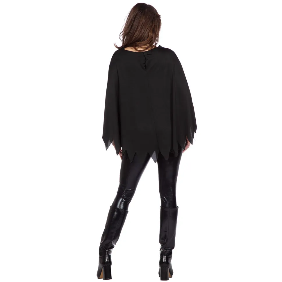 NEU Damen-Kostüm Poncho Skelett mit Glitzersteinen, Einheitsgröße