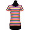 NEU Damen-Kostüm Ringelshirt kurzarm, regenbogenfarben, bunt, Größe: XS