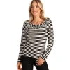 NEU Damen-Kostüm Ringelshirt langarm mit Rüschenkragen, schwarz-weiß, Gr. XS
