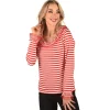 NEU Damen-Kostüm Ringel-Shirt langarm, rot-weiß, mit Rüschenkragen mit Tüll, Gr. S