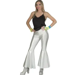 NEU Damen-Kostüm Schlaghose Disco-Fever silber, Gr. 36-38