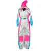NEU Damen-Kostüm Skianzug Deluxe, silber mit pink und blau, Gr. 36