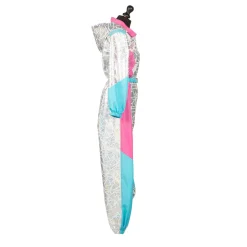 NEU Damen-Kostüm Skianzug Deluxe, silber mit pink und blau, Gr. 36