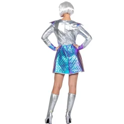 NEU Damen-Kostüm Space-Kleid, metallic-silber-irisierend, Gr. 34
