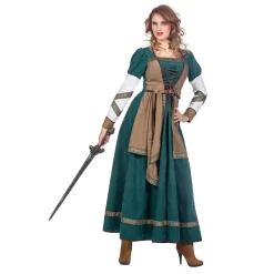 NEU Damen-Kostüm Wikinger-Kriegerin, Kleid mit Schnürung, Gr. 36