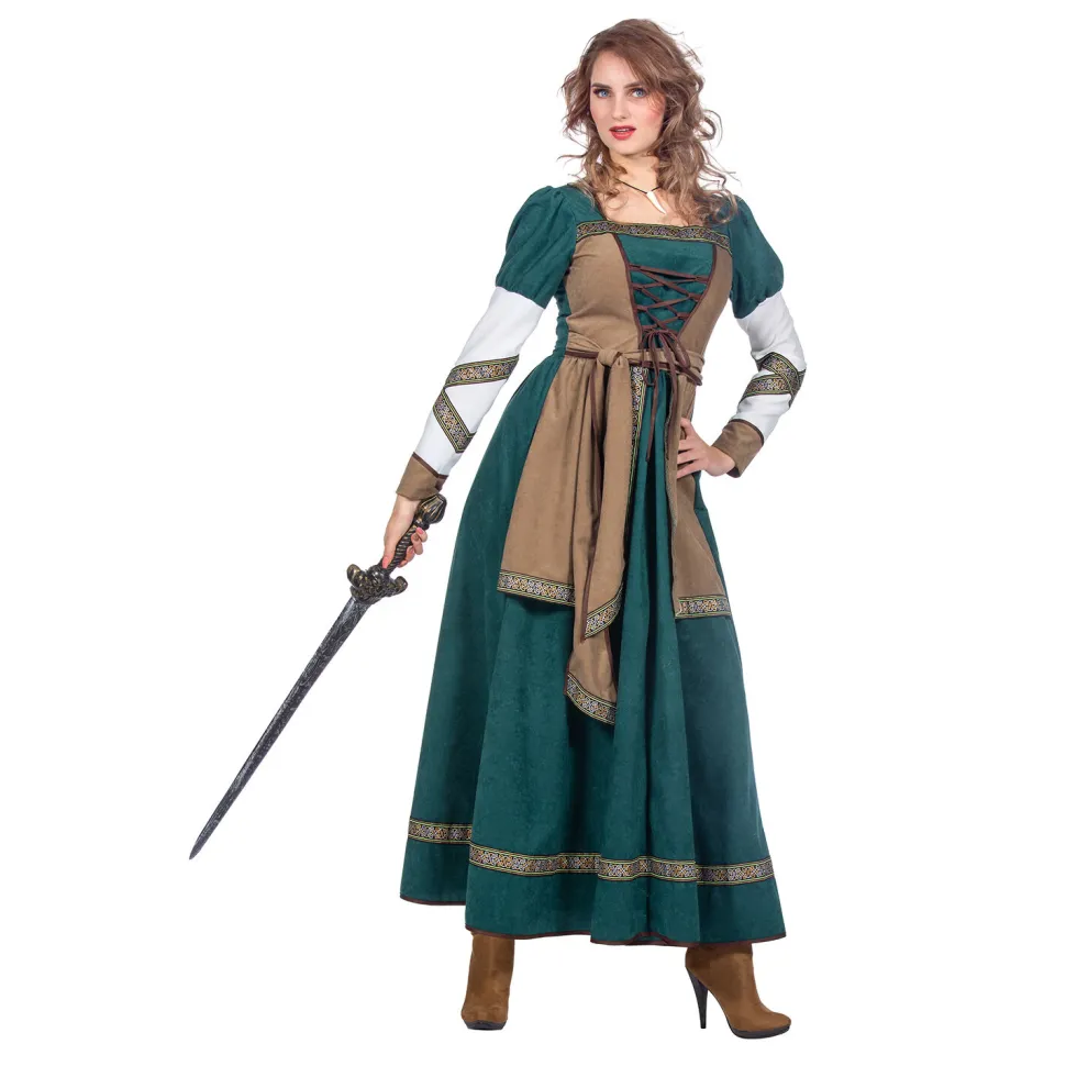 NEU Damen-Kostüm Wikinger-Kriegerin, Kleid mit Schnürung, Gr. 36