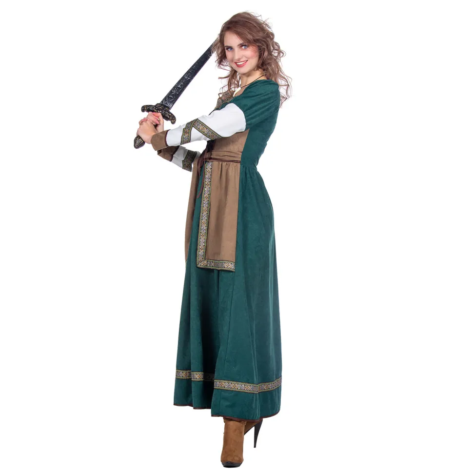NEU Damen-Kostüm Wikinger-Kriegerin, Kleid mit Schnürung, Gr. 36
