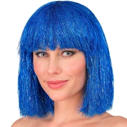 NEU Damen-Perücke Glitzer-Bob, blau