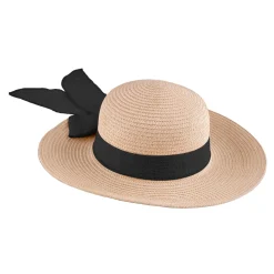 NEU Damen-Strohhut Rennbahn, mit schwarzem Hutband, ca. 47cm breit