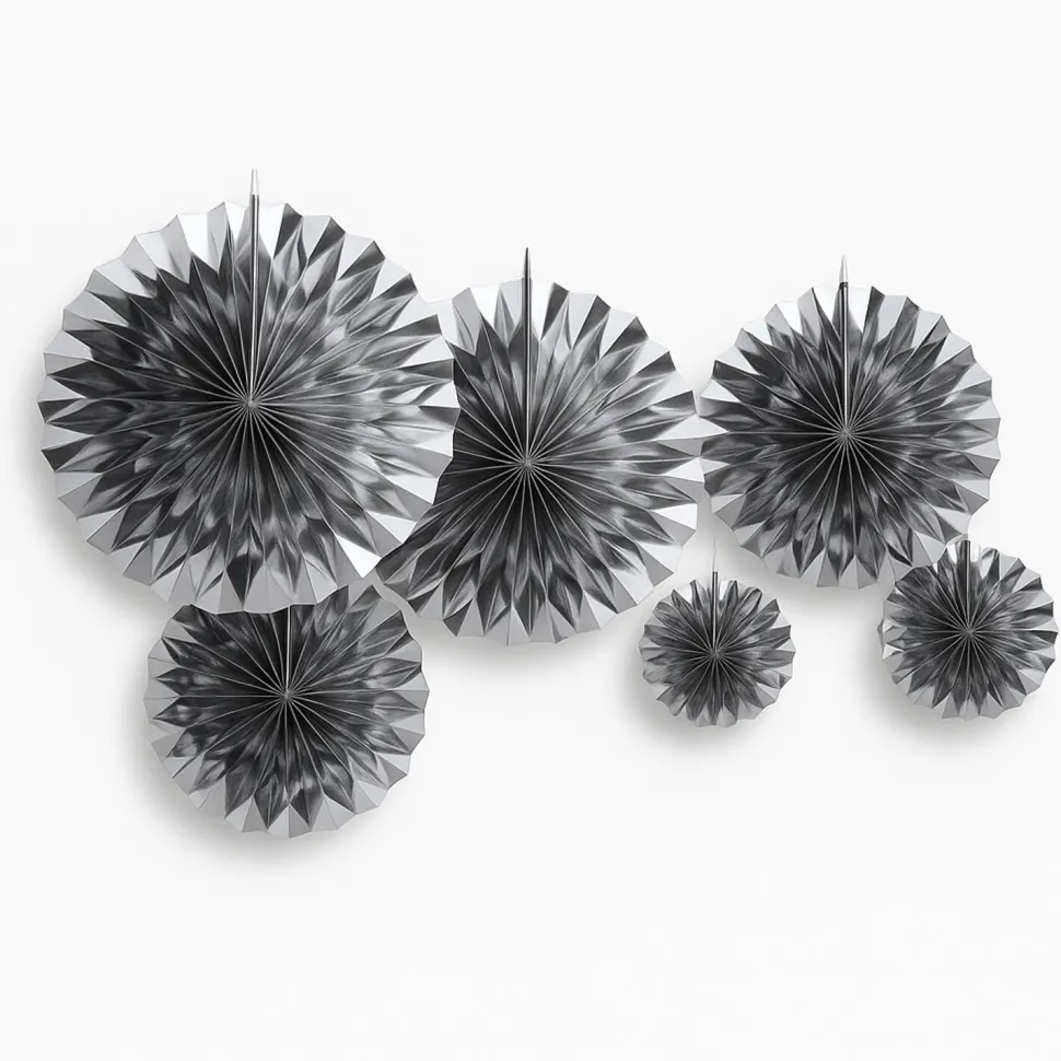 NEU Deko-Fächer-Set Silber, mit 6 Stück, verschiedene Größen