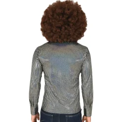 NEU Disco-Hemd 70er-Muster, Glitzer-Silber, Gr. S-M