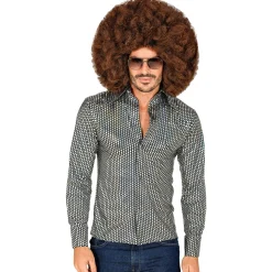 NEU Disco-Hemd 70er-Muster, Glitzer-Silber, Gr. S-M