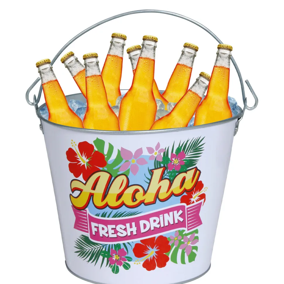 NEU Eimer "Aloha" als Flaschenkühler, aus Metall, ca. 19x23cm