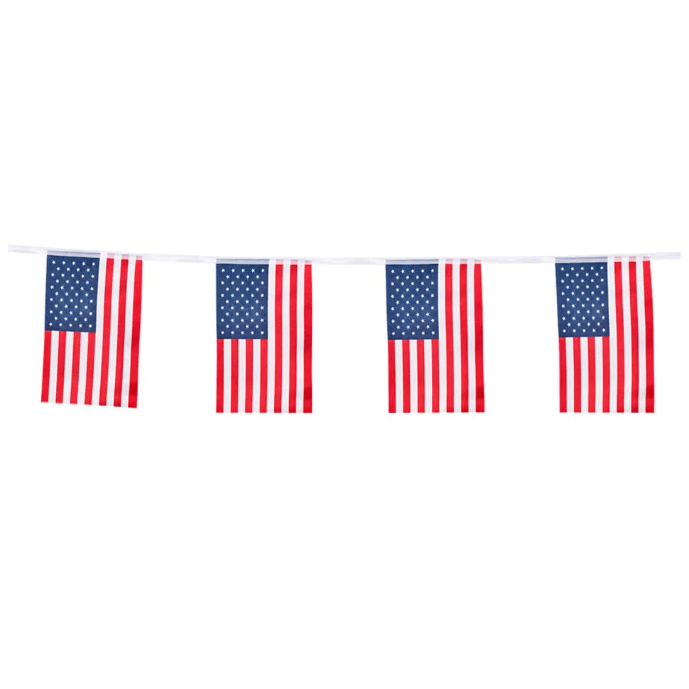 NEU Fahnenkette USA-Party, ca. 4m, aus Kunststoff